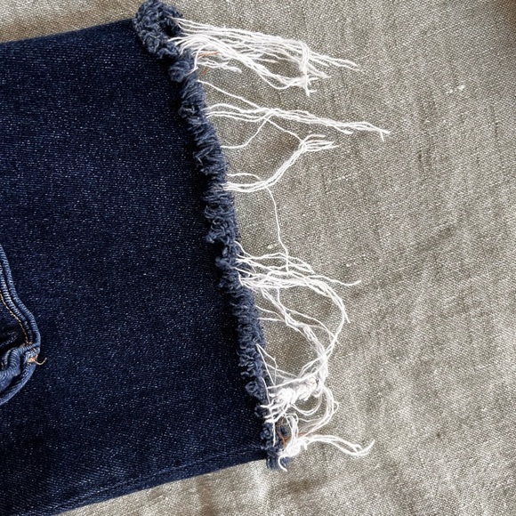 Good American Good Legs Jeans Blue 866 Dark Wash Raw Hem Size 18 EUC - Picture 4 of 11